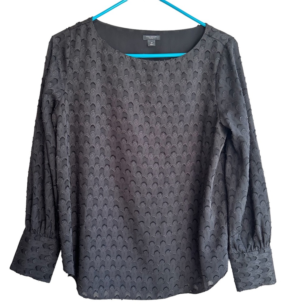 Ann Taylor Long Sleeve Black Blouse Medium P